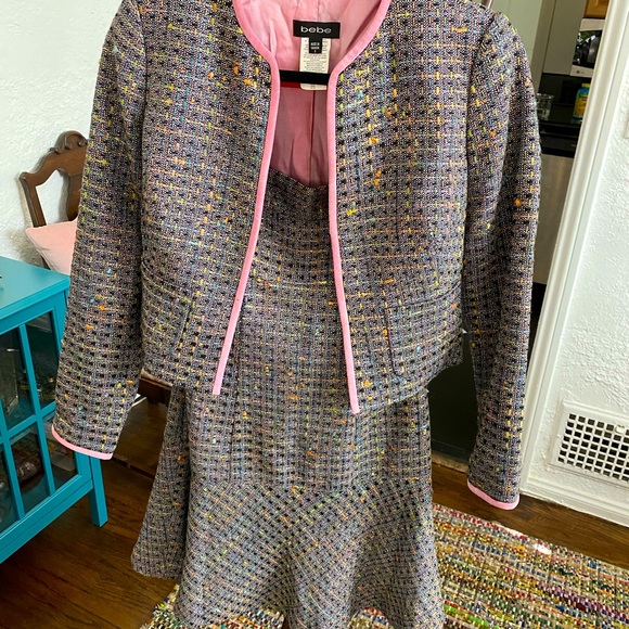 BEBE STRAPLESS DRESS AND JACKET